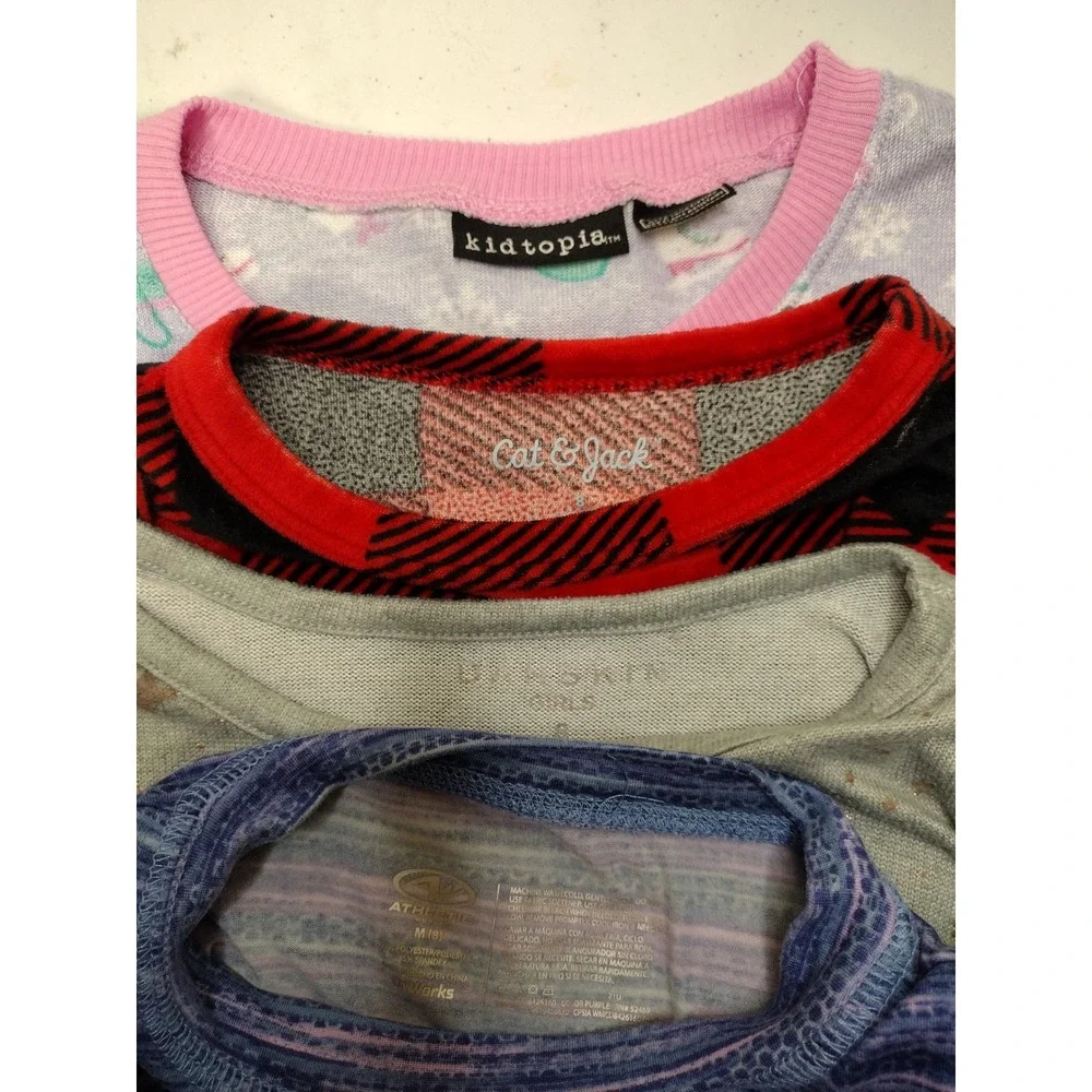 Girls Pajama Bundle 4 Sets Athletic Works Danskin Cat & Jack Kidtopia Size 8 M